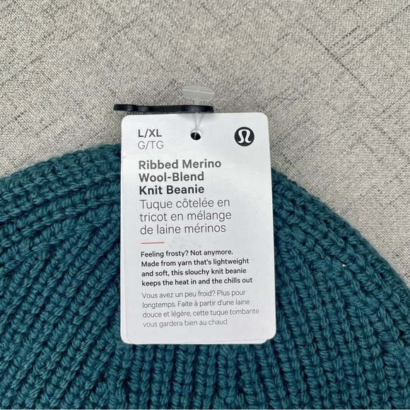 Lululemon Ribbed Merino Wool Knit Beanie Winter Hat Green Jasper Nwt - Picture 7 of 8